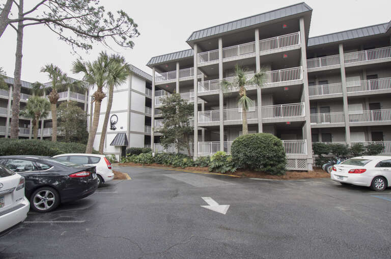 Ocean Dunes parking is convenient to property.
Building Exterior from south forest beach drive.
