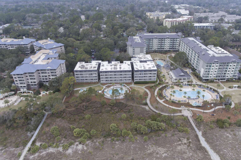 Areil view of our oceanfront Ocean Dunes property. 