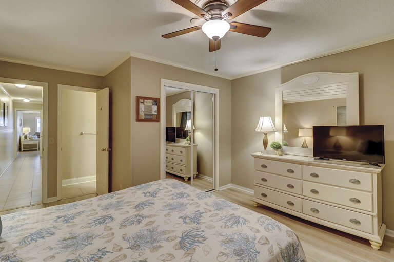 Master bedroom with ample closet space.