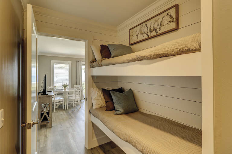 Renovated bunk beds with shiplap accents!  The kids will love it! Renovated bunk beds with shiplap accents!  The kids will love it!