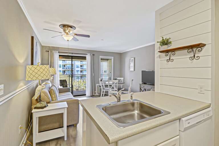 Nice open view from the kitchen into main living area.  