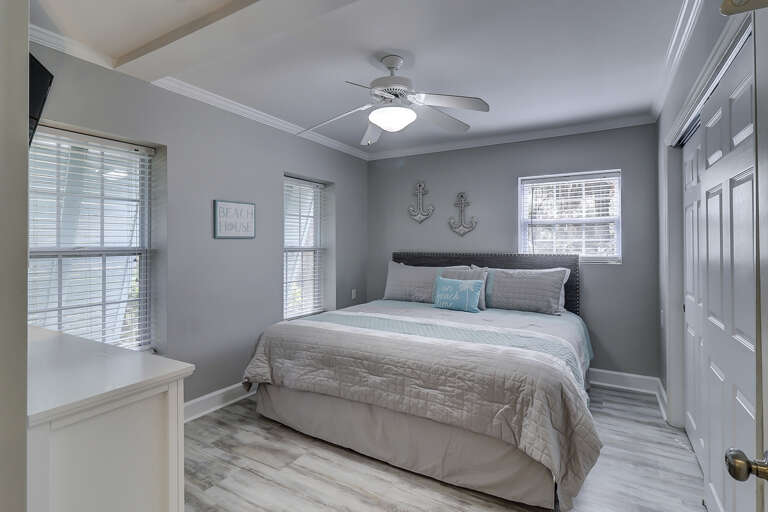 Guest Bedroom with flat screen TV. 