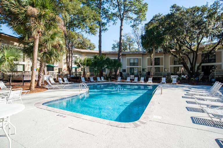 This is one of two salt water pools located on the Seascape property which is located a half mile from Coligny plaza and park. Seascape is also across the street from the beach where you have your own beach cabanas. 