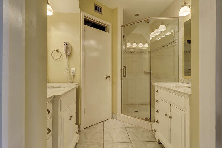 Master bedroom bathroom with walk in shower. 