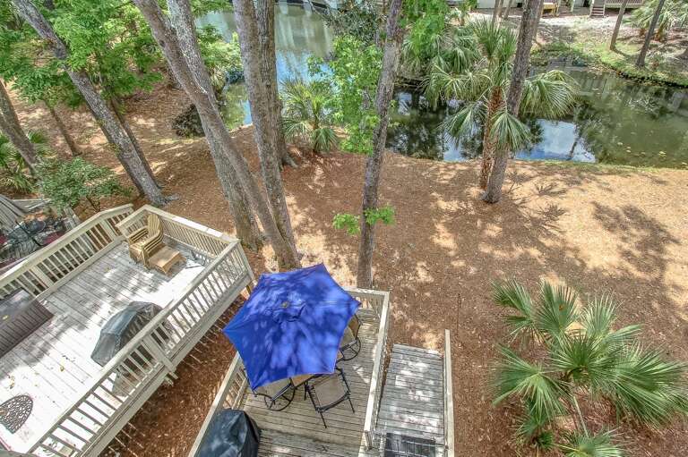 Deck with gas grill and seating. Deck with gas grill and seating.