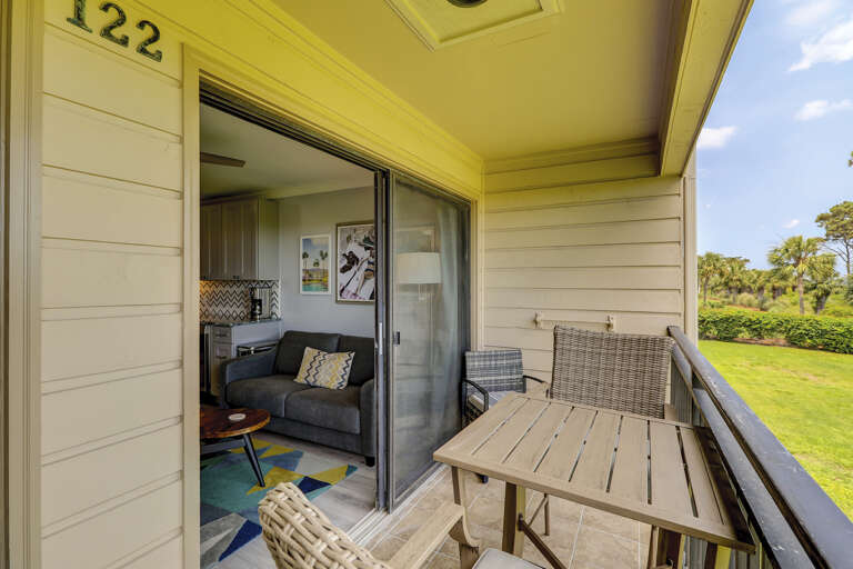 The balcony for the villa is right off the living room.
  With a table and chairs for two the balcony offers up spectacular views of the beach and the Atlantic Ocean. The balcony for the villa is right off the living room.
  With a table and chairs for two the balcony offers up spectacular views of the beach and the Atlantic Ocean.