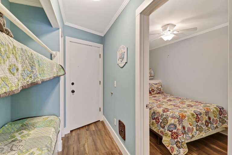 Hallway Bunk beds are perfect for small children and the bedroom is across the hall with sliding pocket door for privacy  Hallway Bunk beds are perfect for small children and the bedroom is across the hall with sliding pocket door for privacy