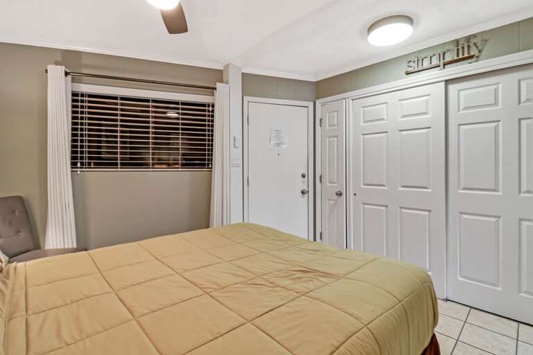 Large queen sized bedroom will greet you in this newly painted 1 bedroom villa. 