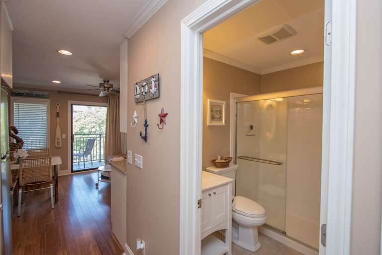 The Bathroom is located right off the Hallway.