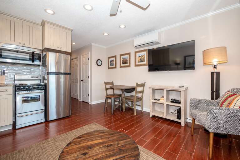 Interior Of A Vacation Rental With Kitchen And Living Area