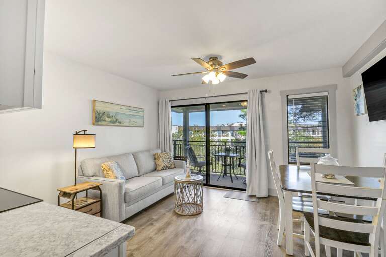 Living and dining area are great for hanging out and enjoying a meal together.