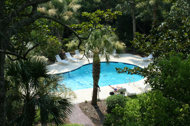 Nice view of pool area from your balcony.