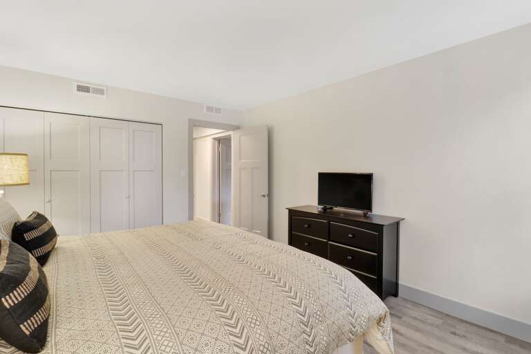 Plenty of closet space and storage in the king sized bedroom 