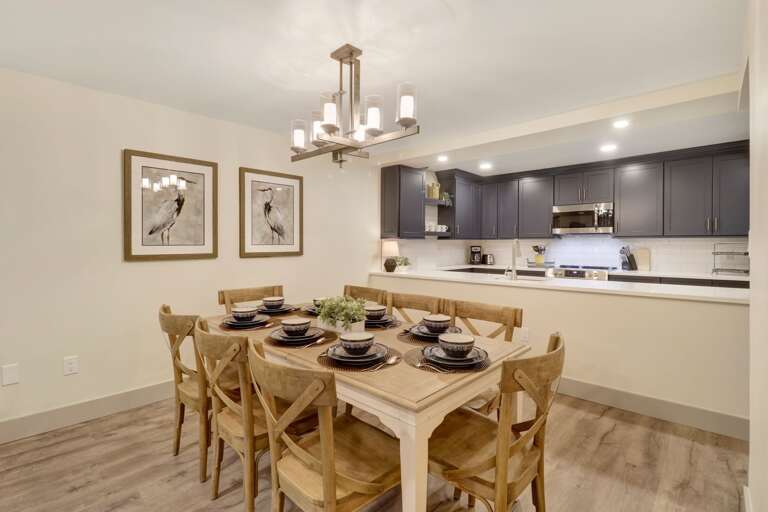 Dining room has easy access to large renovated kitchen.