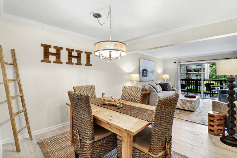 Interior Dining And Living Area With Rustic Table And Decor