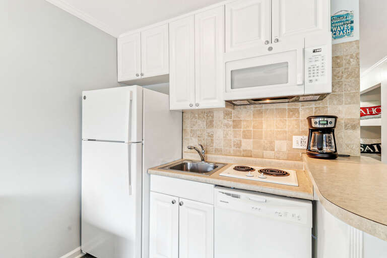 Kitchen area, stocked with all the essentials