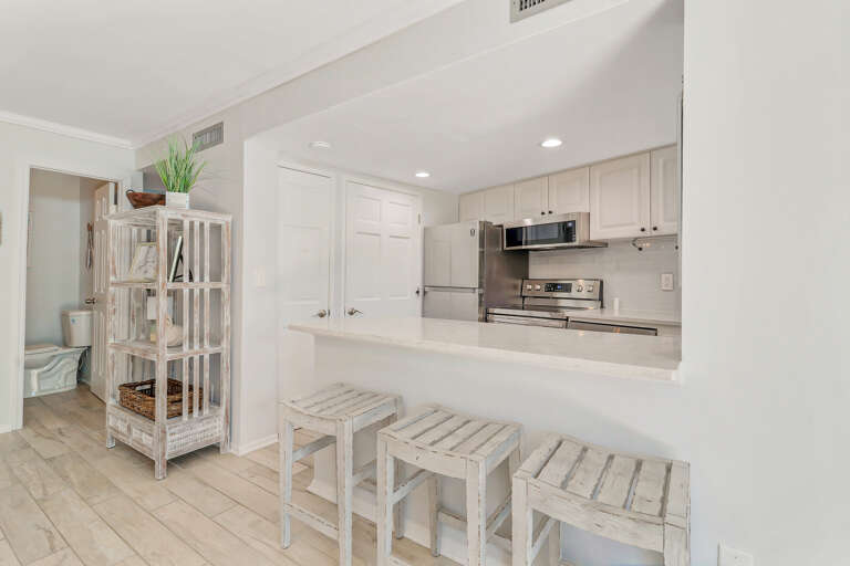 Recently updated kitchen and bar stools perfect for breakfast or enjoying each others company in the kitchen!