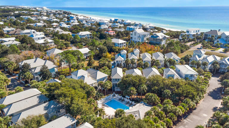 Aerial View Of A Residential Area Near The Beach