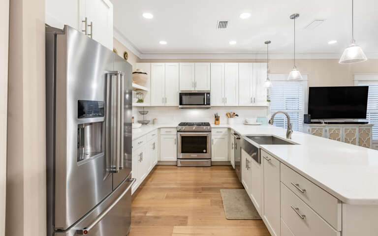Residential Kitchen Interior With Stainless Steel Appliances
