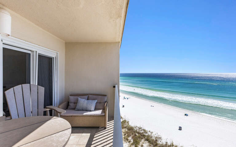 Beachfront Balcony With Chair Overlooking The Ocean Beachfront Balcony With Chair Overlooking The Ocean