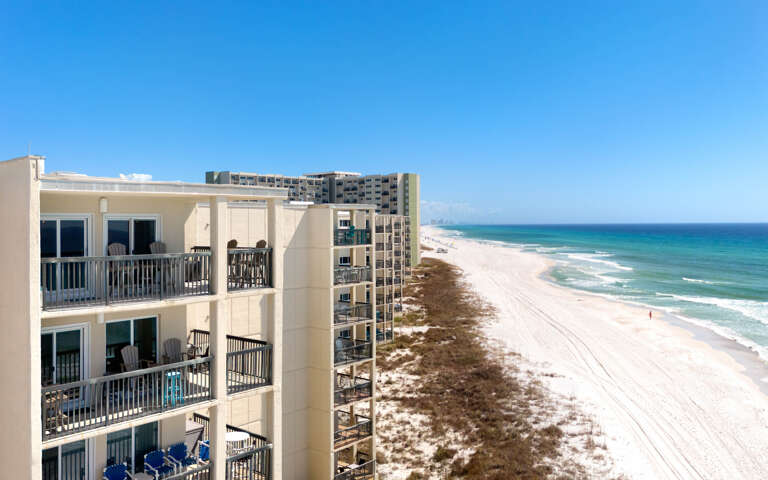 Beachfront property offering stunning Gulf Coast views with pristine white sand beaches stretching endlessly along the turquoise waters.