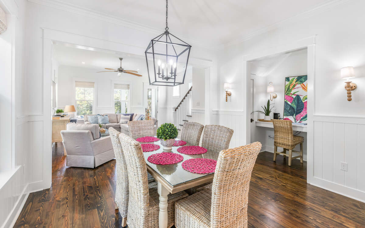 Interior With Dining Table And Living Room Space