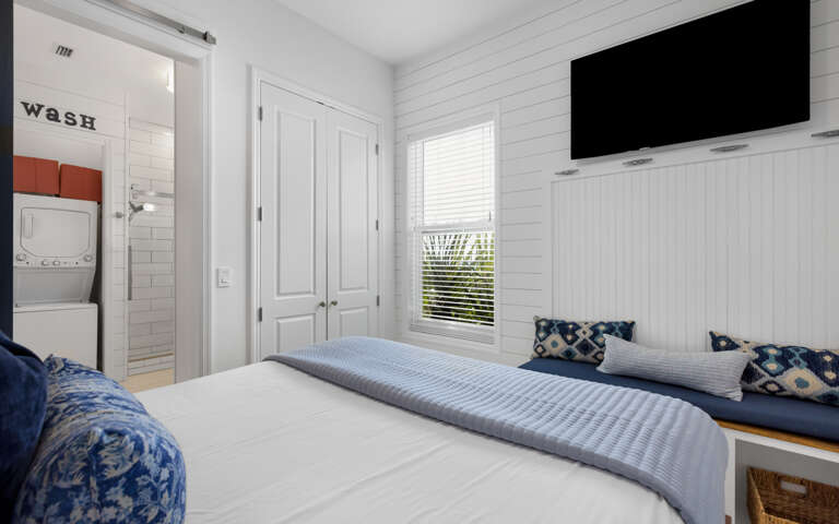 Your cozy bedroom features crisp linens and a window seat where you can relax with morning coffee or evening views.