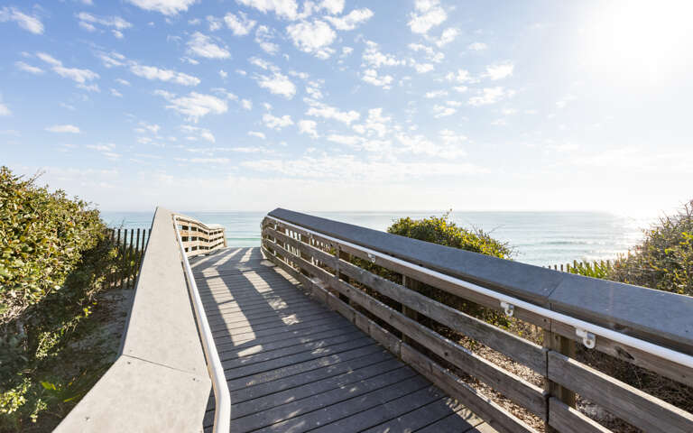 Boardwalk Leading To Beach With Ocean View