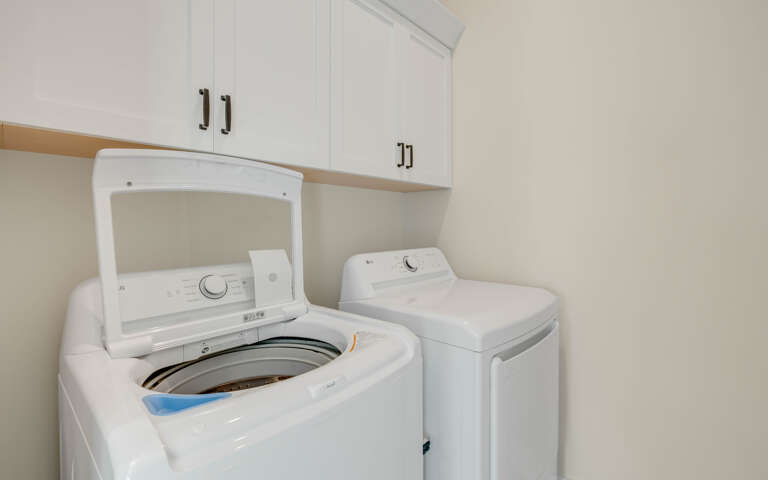 Your private laundry room keeps your clothes fresh throughout your stay, complete with full-size washer and dryer.