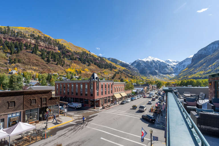 Telluride's iconic Main Street (Colorado Avenue).  Telluride's iconic Main Street (Colorado Avenue).