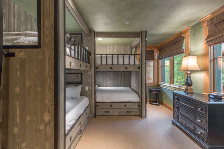 Spectacular bunk room and ensuite bathroom.