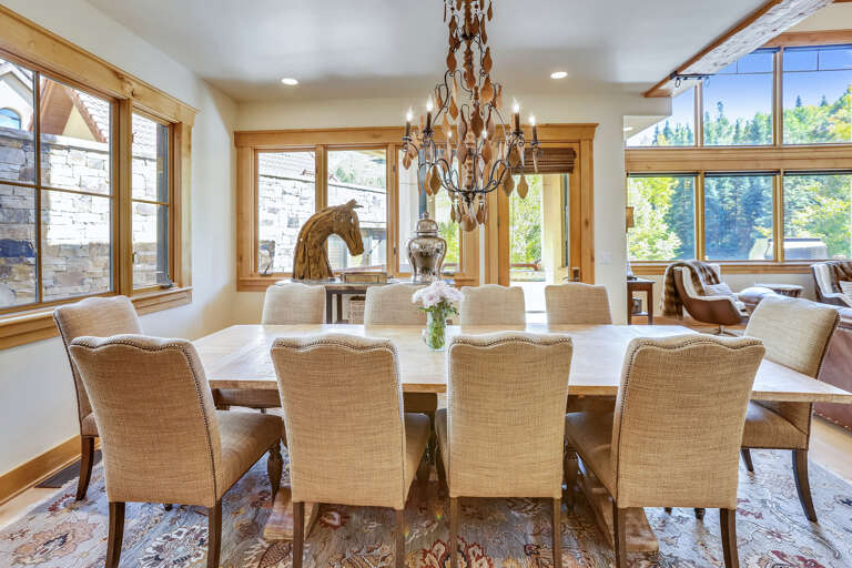 Dinning for 10 and bar stools for the kids.