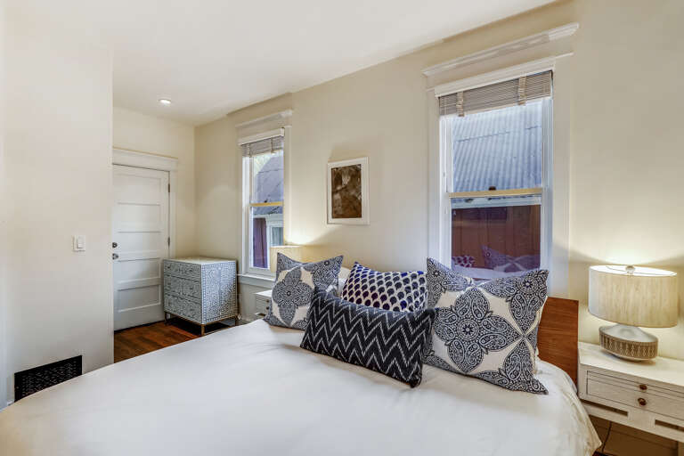 1st master bedroom (downstairs) with King bed. New bed, new linens and new bedding!