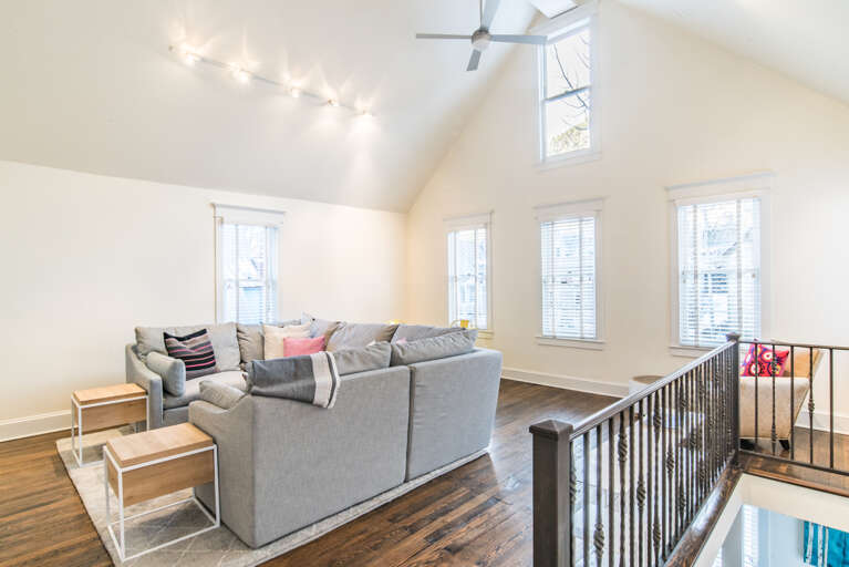 Large, open, modern and fun upstairs living area.