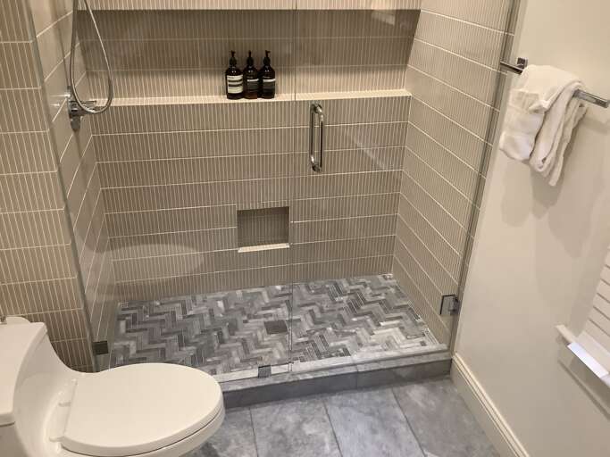 All new downstairs bathroom with Aesop bath amenities.