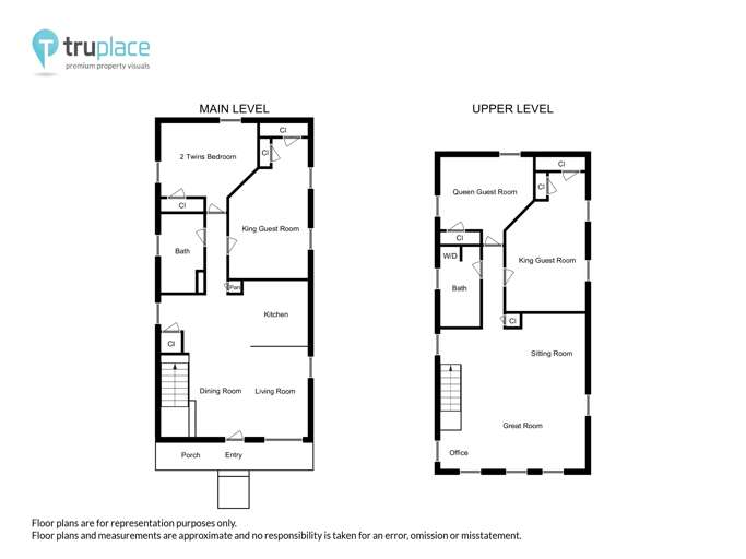 Floor plan for both levels at Finn Town Flats