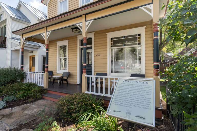 The front porch at Finn Town Flats is the perfect place to enjoy morning sun and your morning coffee.