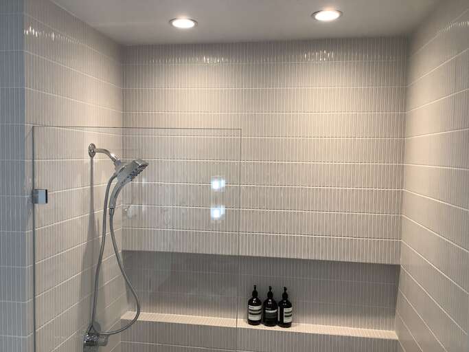 All new upstairs bath with walk in shower.