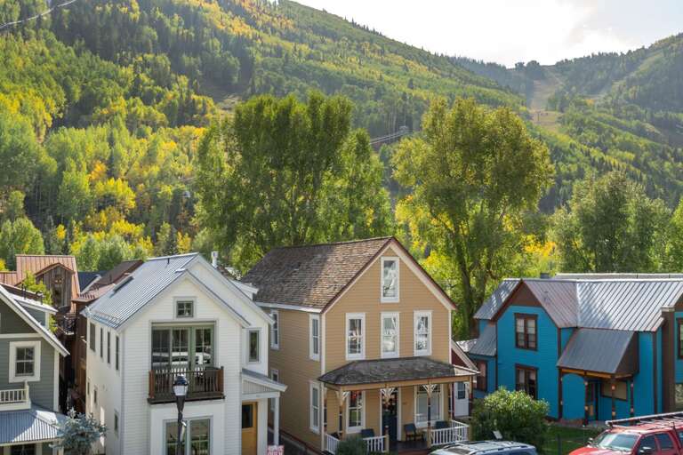 The ski mountain is the perfect backdrop for Finn Town Flats.