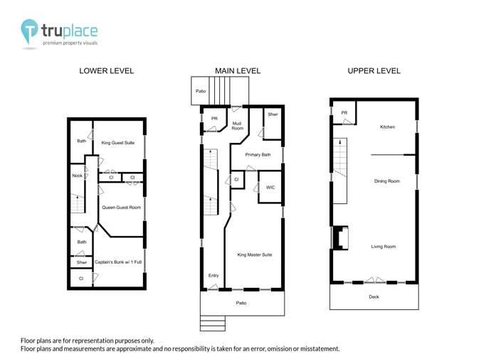 Chair 8 Lodge:Floor Plan upper, main and lower levels