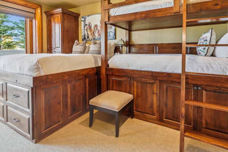 5th bedroom with Queen bed and two Twin bunks.