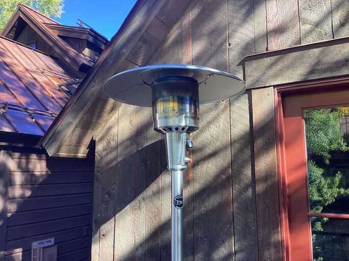 Restaurant grade outdoor propane heater on the deck.  Restaurant grade outdoor propane heater on the deck.