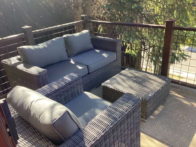 South facing deck with all new comfortable outdoor furniture! South facing deck with all new comfortable outdoor furniture!
