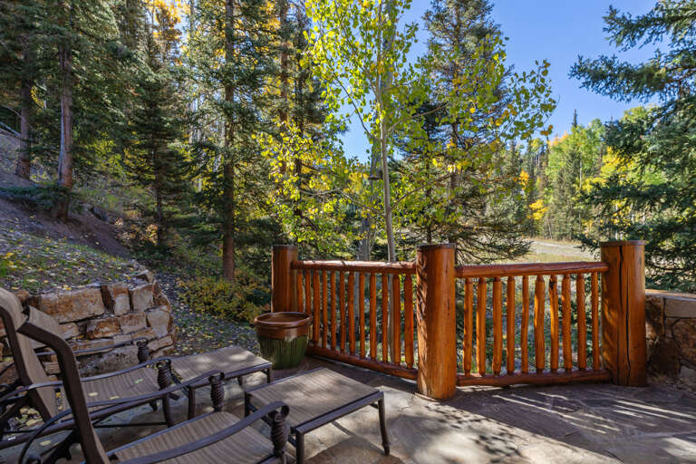 2nd floor sundeck across from the Queen bedroom suite with views of the Sundance Ski Run.