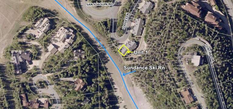 Google Earth showing where First Tracks Lodge is located (in yellow). As good as it gets!