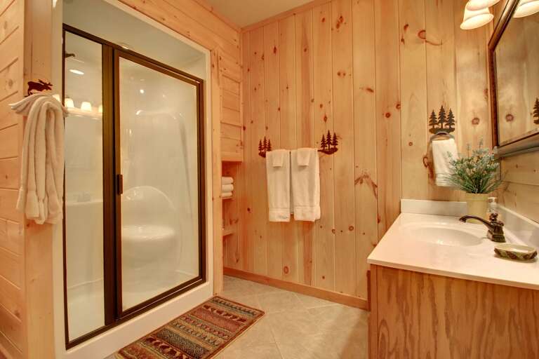 The second bath has a spacous shower.