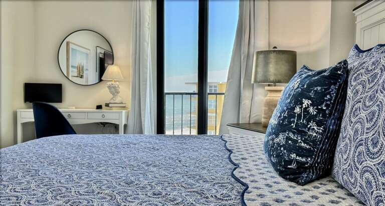 King bed in the ocean-view bedroom, offering comfort with breathtaking views of the Atlantic. King bed in the ocean-view bedroom, offering comfort with breathtaking views of the Atlantic.