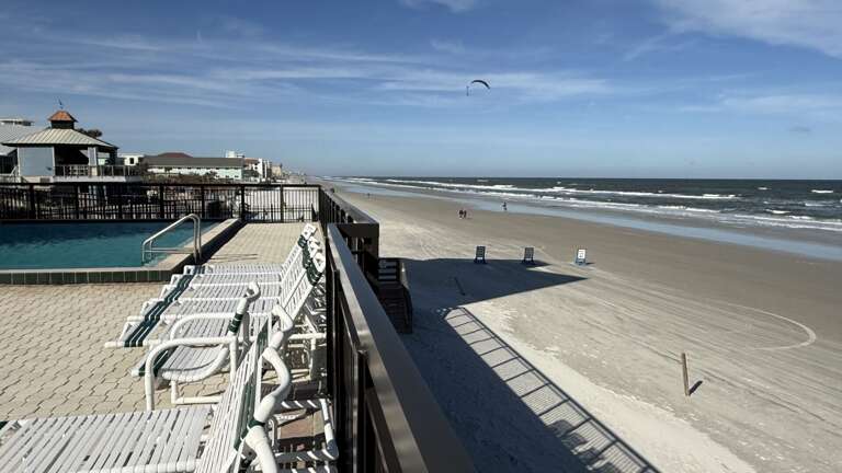 Ocean Trillium Suites beachfront pool deck, where you can relax with New Smyrna Beach just steps away Ocean Trillium Suites beachfront pool deck, where you can relax with New Smyrna Beach just steps away