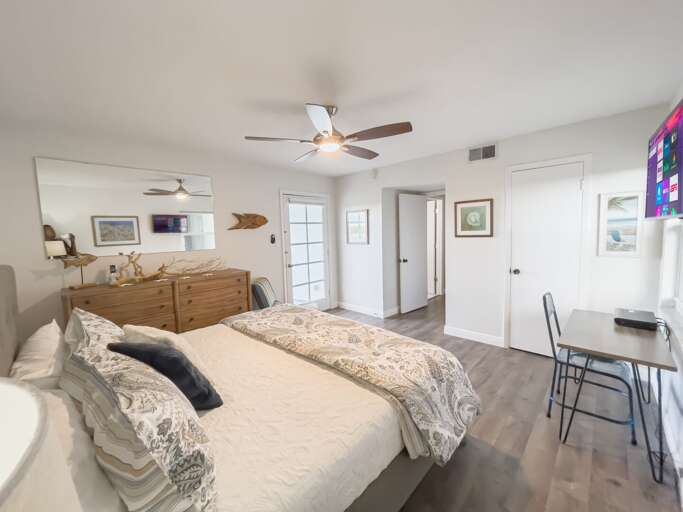 Remote work space available in the bedroom.