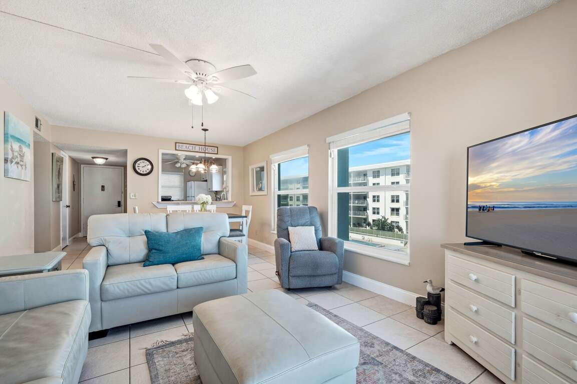 Make yourself at home on two brand-new, plush couches in the living room, offering plenty of seating for a movie night after a day at the beach Make yourself at home on two brand-new, plush couches in the living room, offering plenty of seating for a movie night after a day at the beach